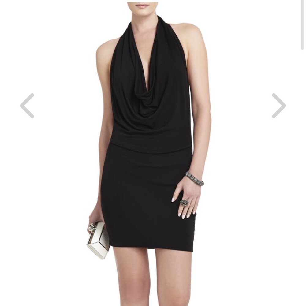BCBG Veda Low-Back Cowl-Neck Dress